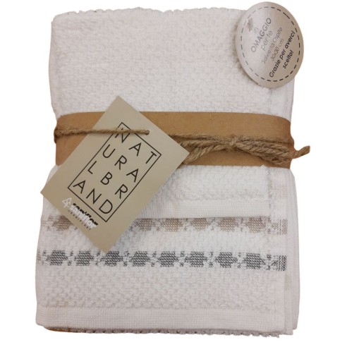 Set asciugamani in cotone Blanche naturale 3pz Saniplast