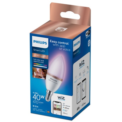 Lampadina Smart Dimmerabile Bianco o RGB E14 40W Candela 6500 K Philips