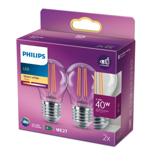 Lampadina Mini globo 4,3 W 40 W E27 470 lm 2700 K Philips