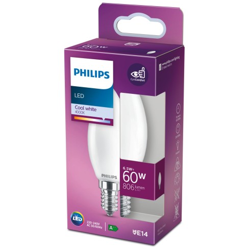 Lampadina Candela 6,5 W 60 W E14 806 lm 4000 K Philips
