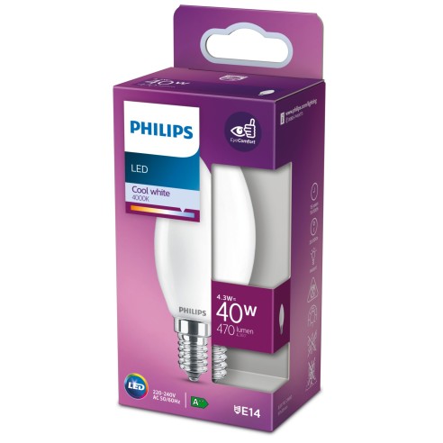 Lampadina Candela 4,3 W 40 W E14 470 lm 4000 K Philips