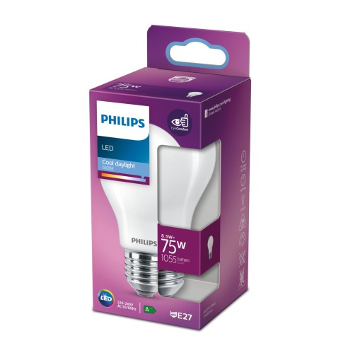 Lampadina a goccia 8,5 W 75 W E27 1055 lm 6500 K Philips
