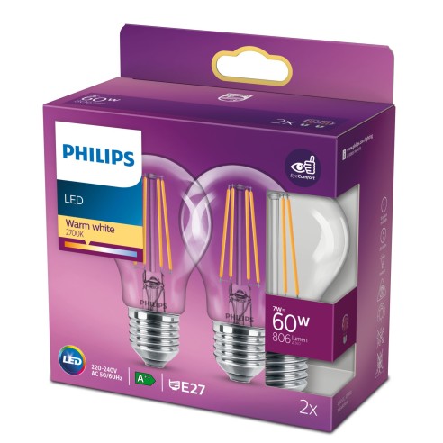 Lampadina a goccia 7 W 60 W E27 806 lm 2700 K Philips