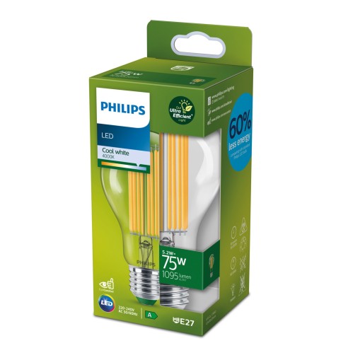 Lampadina a goccia 5,2 W 75 W E27...