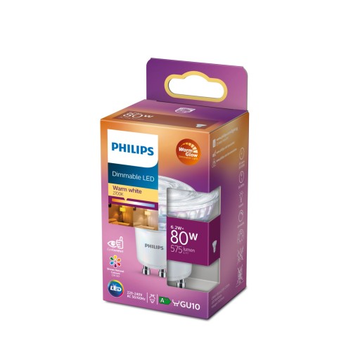 Faretto LED dimmerabile 6,2 W 80 W GU10 575 lm 2700 K Philips
