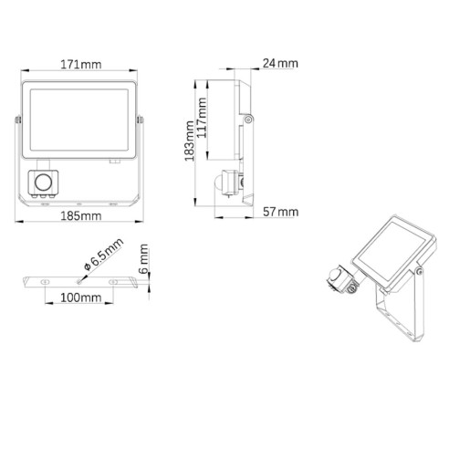 Proiettore Faretto LED 30 W LED Nero...