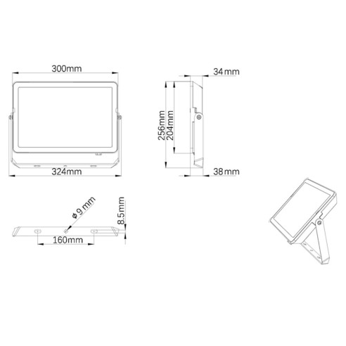 Proiettore Faretto LED 100 W LED Nero...