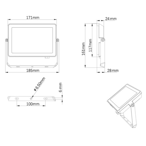 Proiettore Faretto LED 30 W LED Nero 4000 K 2850 lm Philips