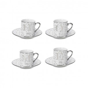 Tazzine caffè con piattino 70 cc Home porcellana argento 4
