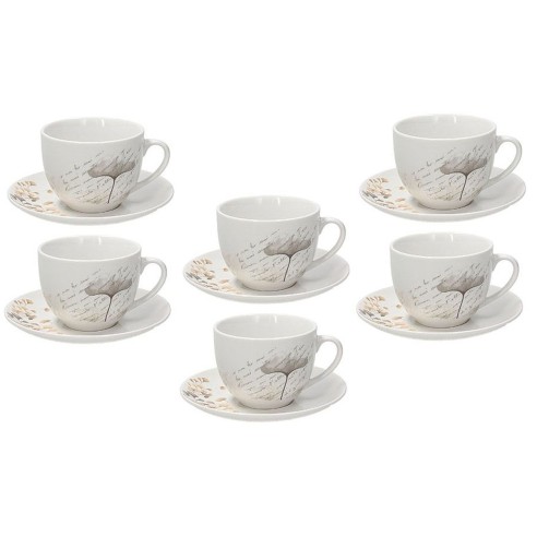 Tazze Tè con piattino 260 cc Poesia beige 6pz Tognana