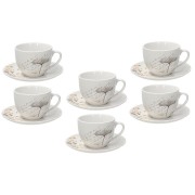 Tazze Tè con piattino 260 cc Poesia beige 6pz Tognana