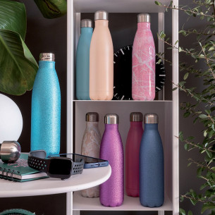 Bottiglia termica 500 cc acciaio inox glitter blu indaco di Tognana 2