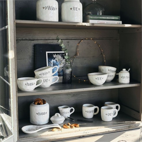 Zuccheriera 250 cc Amour in stoneware bianco di Tognana