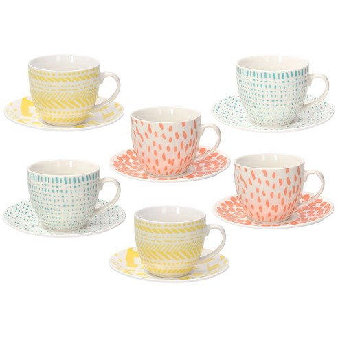 Tazze Tè con piattino 200 cc Agua multicolor 6pz di Tognana