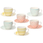 Tazze Tè con piattino 200 cc Agua multicolor 6pz di Tognana