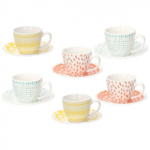 Tazzine caffè con piattino 80 cc Agua multicolor 6pz