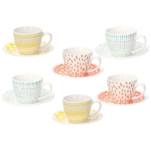 Tazzine caffè con piattino 80 cc Agua multicolor 6pz