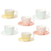 Tazzine caffè con piattino 80 cc Agua multicolor 6pz