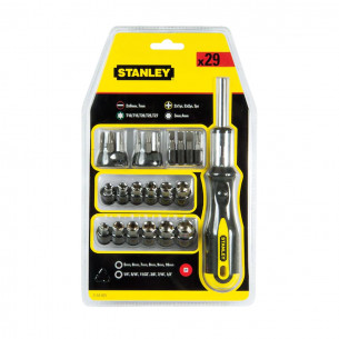 Giravite porta inserti a cricchetto con inserti e bussole set 29 pezzi Stanley 0-54-925 2