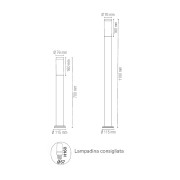 Lampione paletto giardino Tokyo E27 in acciaio, bronzo, IP44 dimensioni