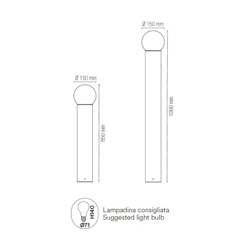Lampione paletto giardino Skittle E27 in alluminio, antracite, IP54 dimensioni