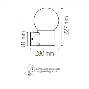 Applique da esterno Skittle in alluminio, E27, nero, IP54 IN.TEC. 2