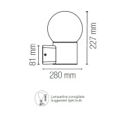 Applique da esterno Skittle in alluminio, E27, nero, IP54 IN.TEC. dimensioni