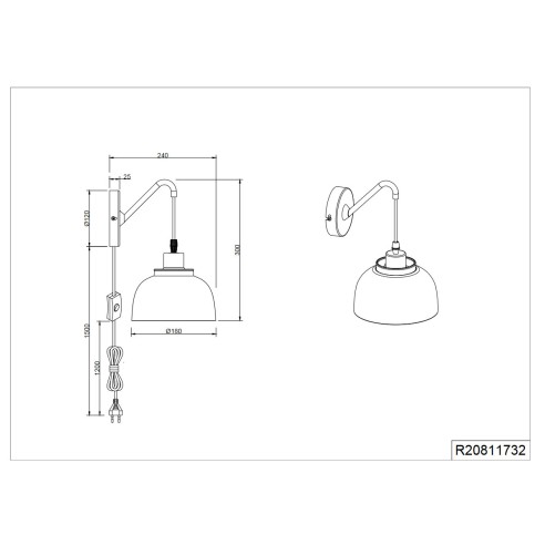Punch applique 1xE27 metallo nero RL Lighting