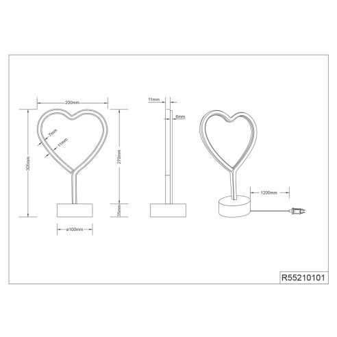 Heart lampada da tavolo senza fili LED H 29cm RL Lighting