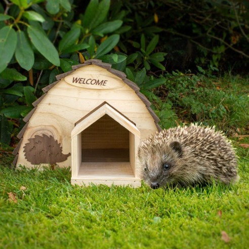 Casetta per ricci in legno, rifugio per porcospini da giardino