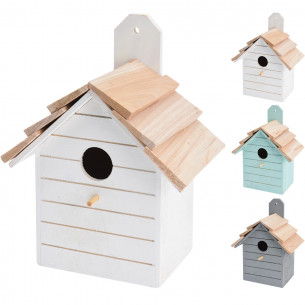 Casetta per uccellini in legno, rifugio 16x22 cm assortito