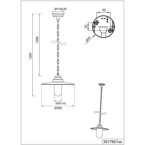 Lampadario sospensione da esterno Brenta in alluminio 1xE27, IP44 Trio ruggine