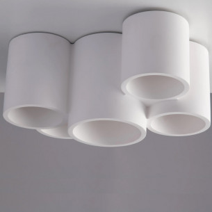 Plafoniera Banjie in gesso bianco verniciabile 5xGU10 IN.TEC. 2