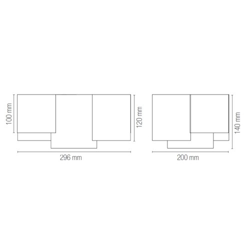 Plafoniera Banjie in gesso bianco verniciabile 5xGU10 IN.TEC. dimensioni