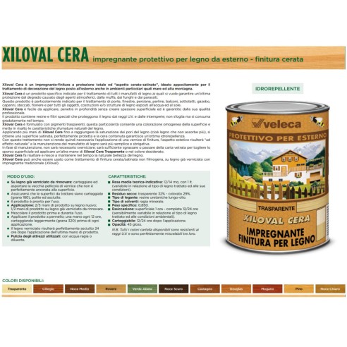 Impregnante cerato per legno Xiloval cera 1L Veleca-scheda
