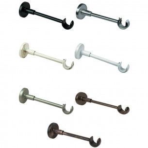 Supporto singolo aperto nero per bastone tende D. 16mm metallo 2