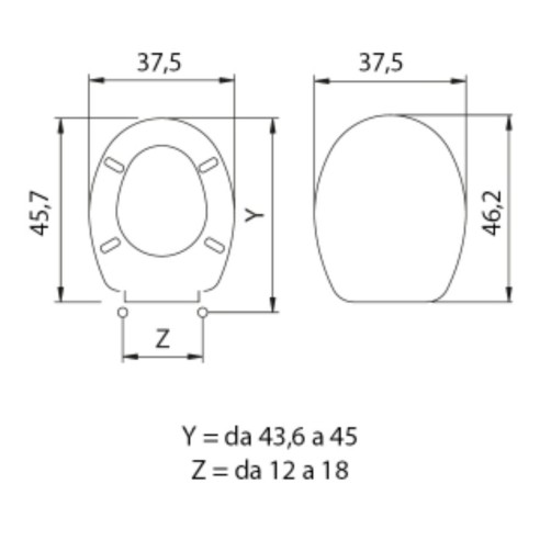 Sedile WC Antibatterico termoplastico misure