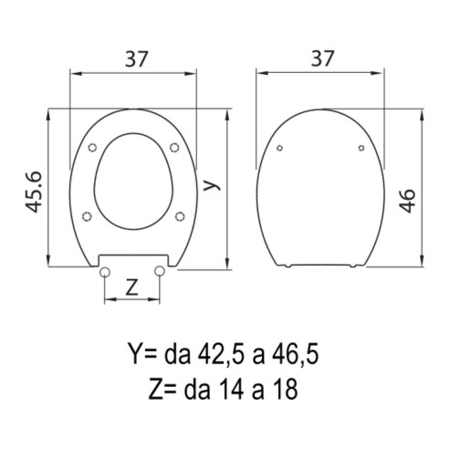 Sedile WC Shape cerniere Inox misure