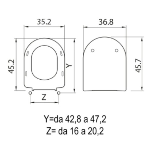 Copriwater WC Luna 2 Termoindurente Bianco misura