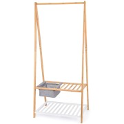 Stander appendiabiti bamboo con ripiano e cestino Domopak Living