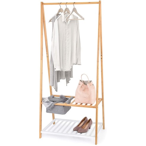 Stander appendiabiti bamboo con ripiano e cestino Domopak Living