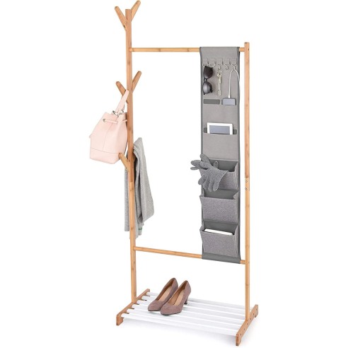 Stander appendiabiti bamboo con multitasca Domopak Living