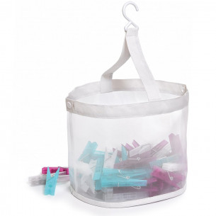 Cestino portamollette bianco + 20 mollette Domopak Living