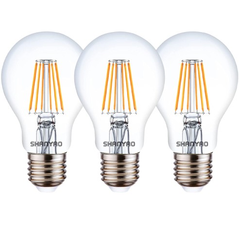 Lampadina a goccia trasparente 8 W 65W E27 880 lm 4000 K vetro 3 pz Shanyao
