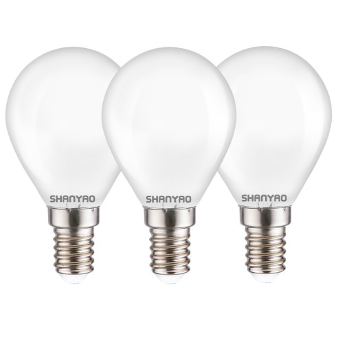 Lampadina a sfera smerigliata G45 4 W 40W E14 452 lm 4000 K vetro 3 pz Shanyao
