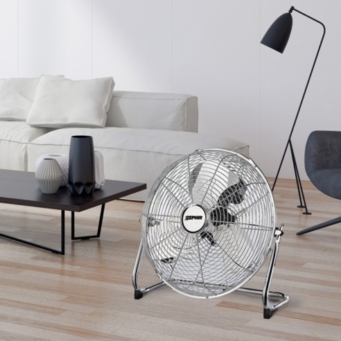 Ventilatore da pavimento Ø 45cm cromato Zephir PF45CR ambientata