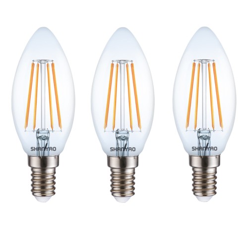 Lampadina a candela trasparente C37 4...