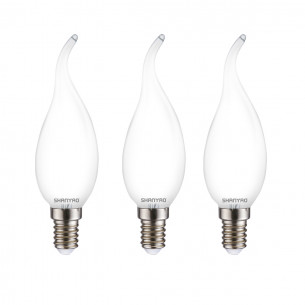 Lampadina candela smerigliata C37F 4 W 40W E14 440 lm 2700 K vetro 3 pz Shanyao