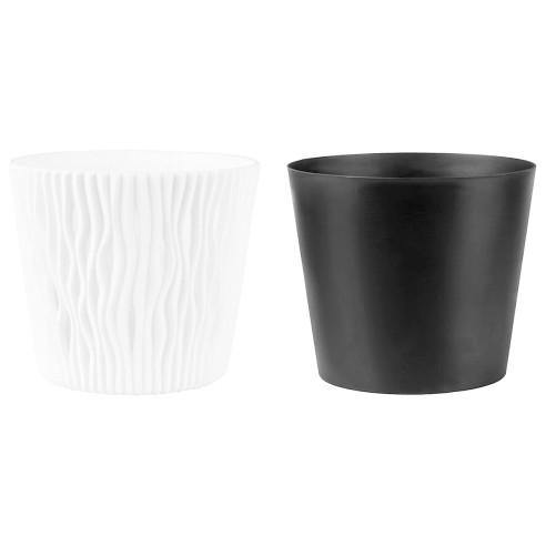 Sandy portavaso da interno per piante e fiori con inserto Properplast bianco