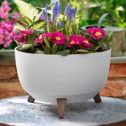 Roma portavaso da interno con piedini per piante e fiori sabbia Lamela ambientato